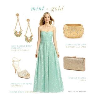 Shoshanna Mint and Gold Maxi Dress
